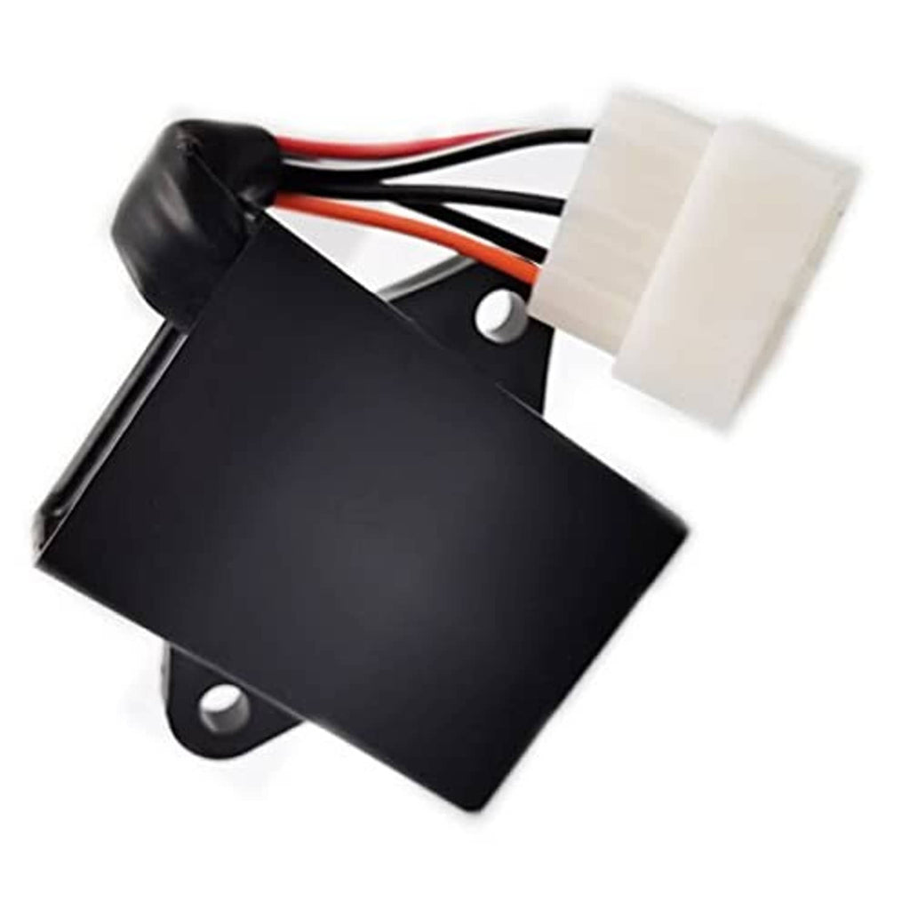 Black ignition CDI box with white connector and red/black wire leads