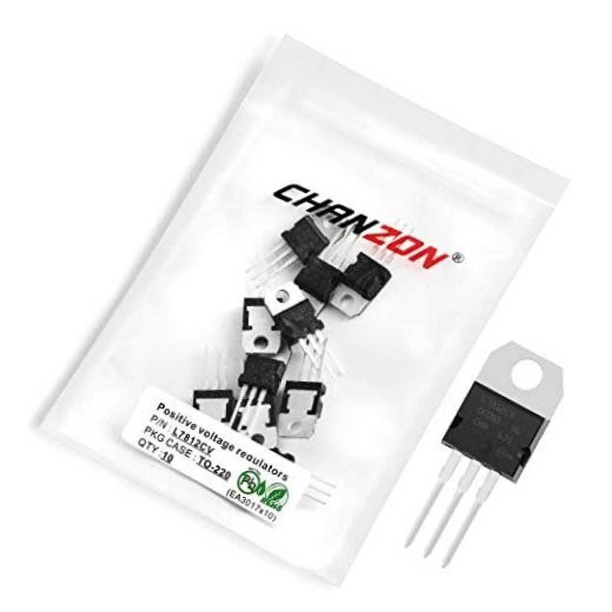 TO-220 L7812CV 3-terminal fixed 12V regulator IC, black metal tab, 3 pins