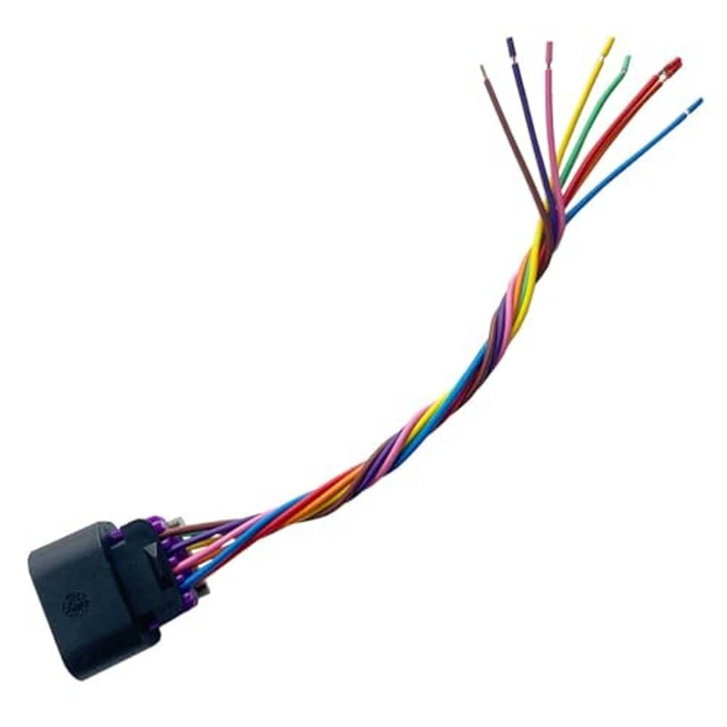 Throttle body connector plug pigtail with black connector and multi-colored lead wires