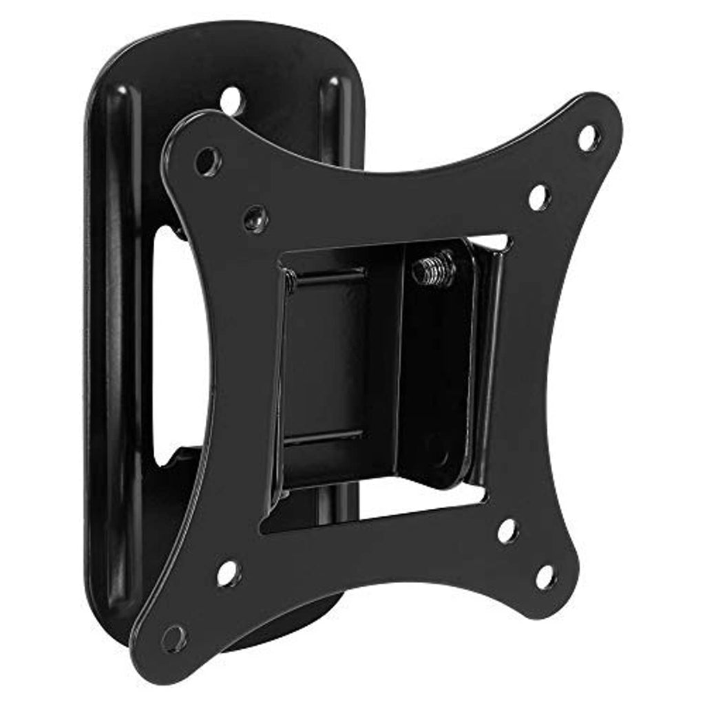 Black tilt TV wall mount bracket with extended arms and four corner bolt holes