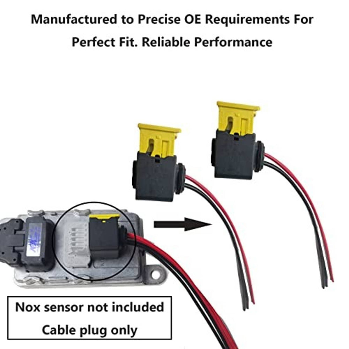 Pair of yellow 4-pin plug cables with red/black wires next to grey sensor module