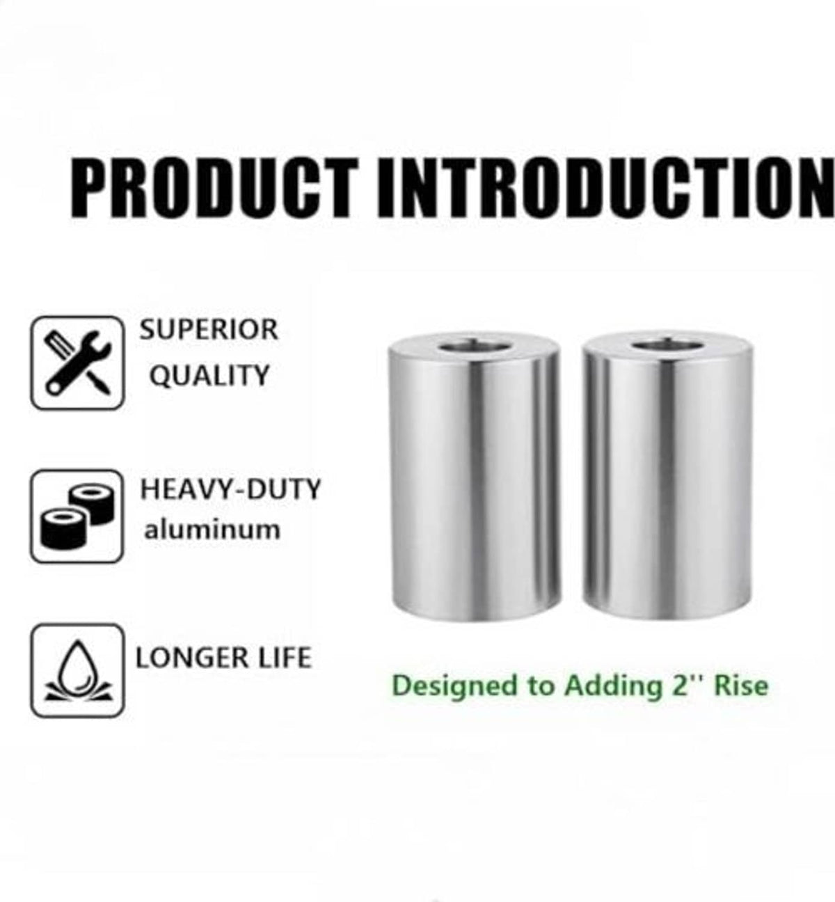 Chrome handlebar riser spacers set with quality icons and product graphics