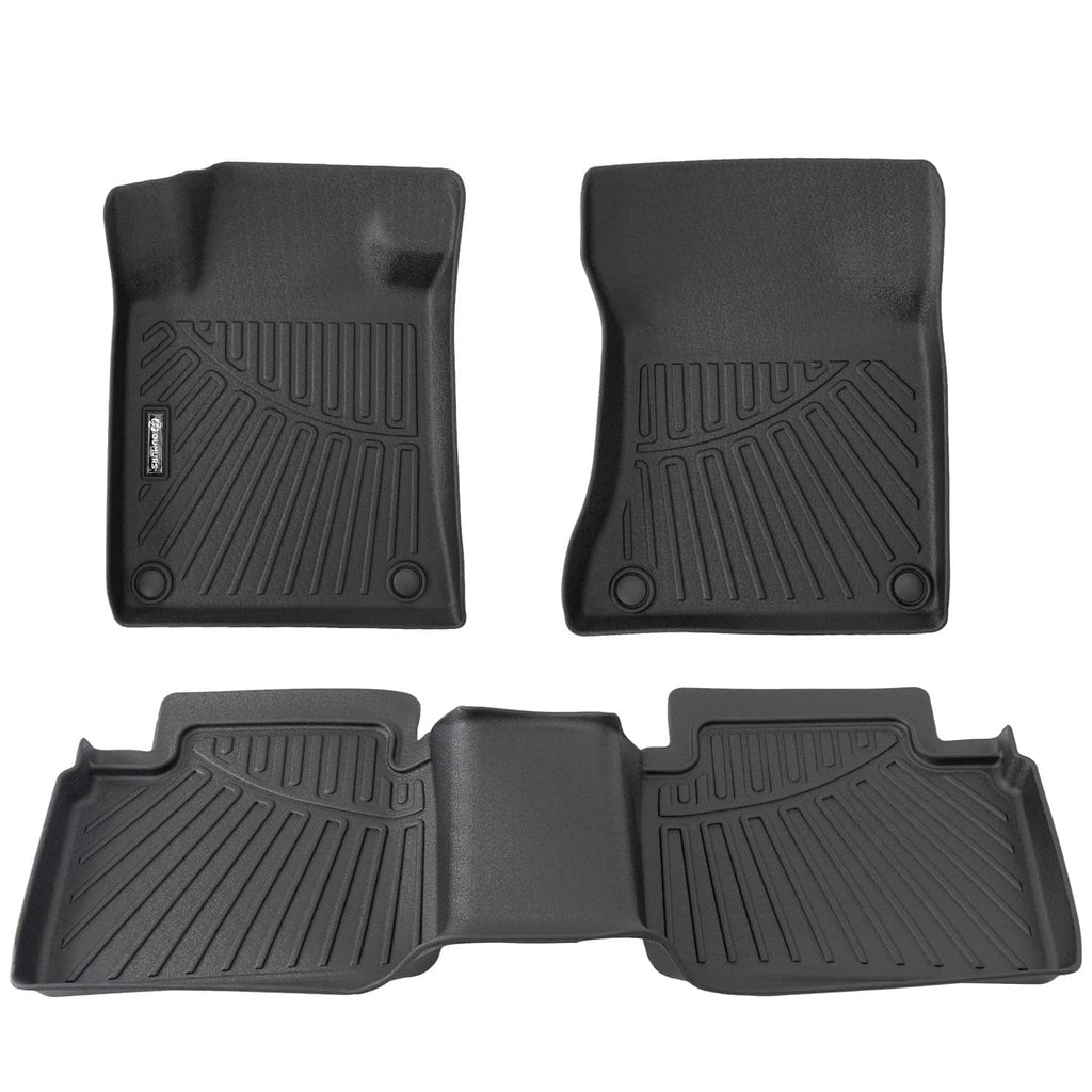 Black all-weather floor mat set with anti-slip nubs and raised tread pattern