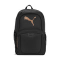 Puma Contender backpack in black with rose Puma logo and zip front pocket