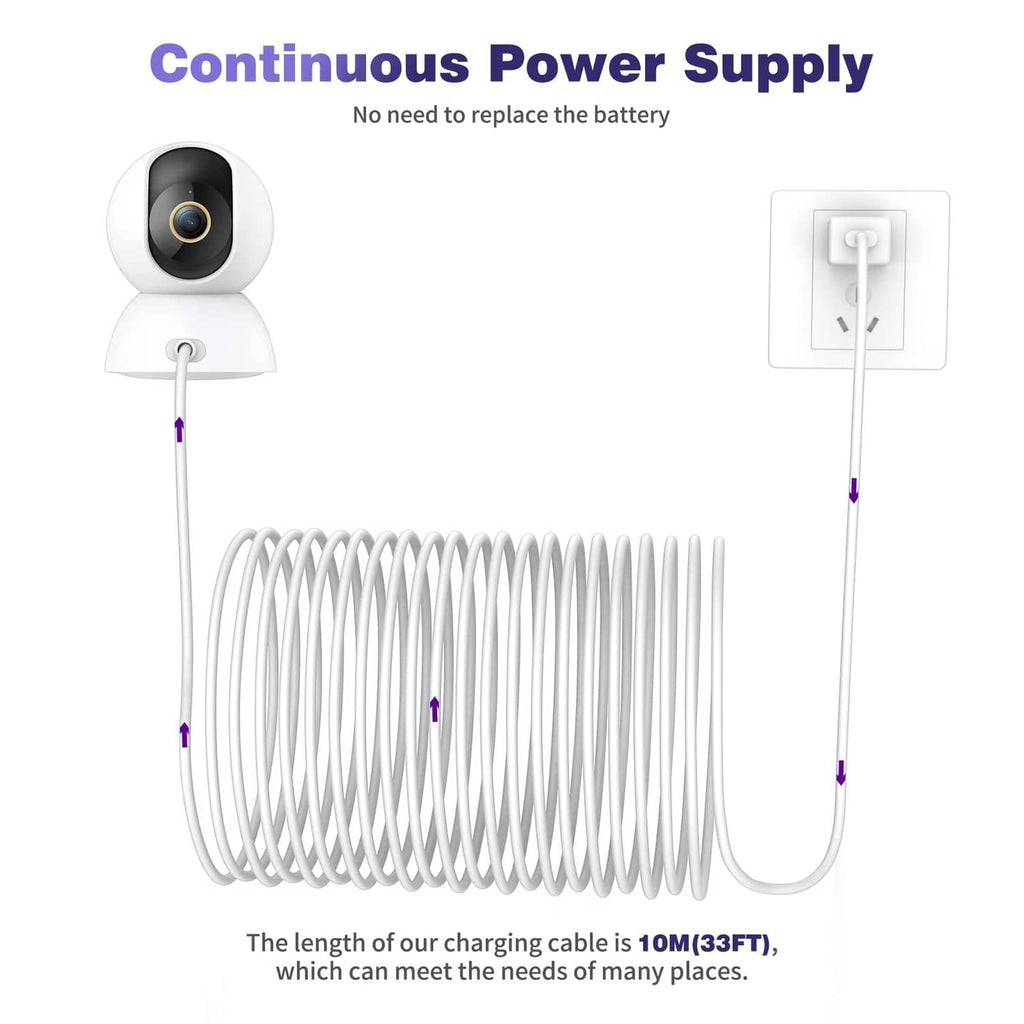 White USB-A to USB-C cable for continuous power supply with long charging length