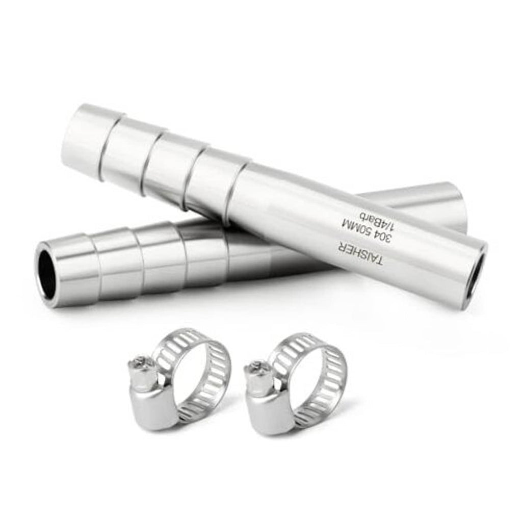 Stainless steel barb weld nipple pipe fittings with two hose clamps