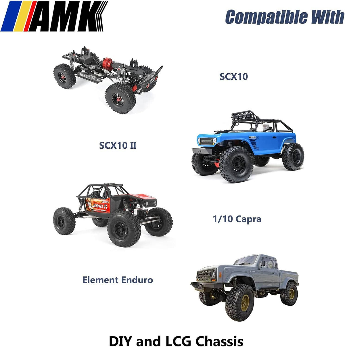 RC differential gearbox compatible with selected 1/10 scale LCG and SCX10 II