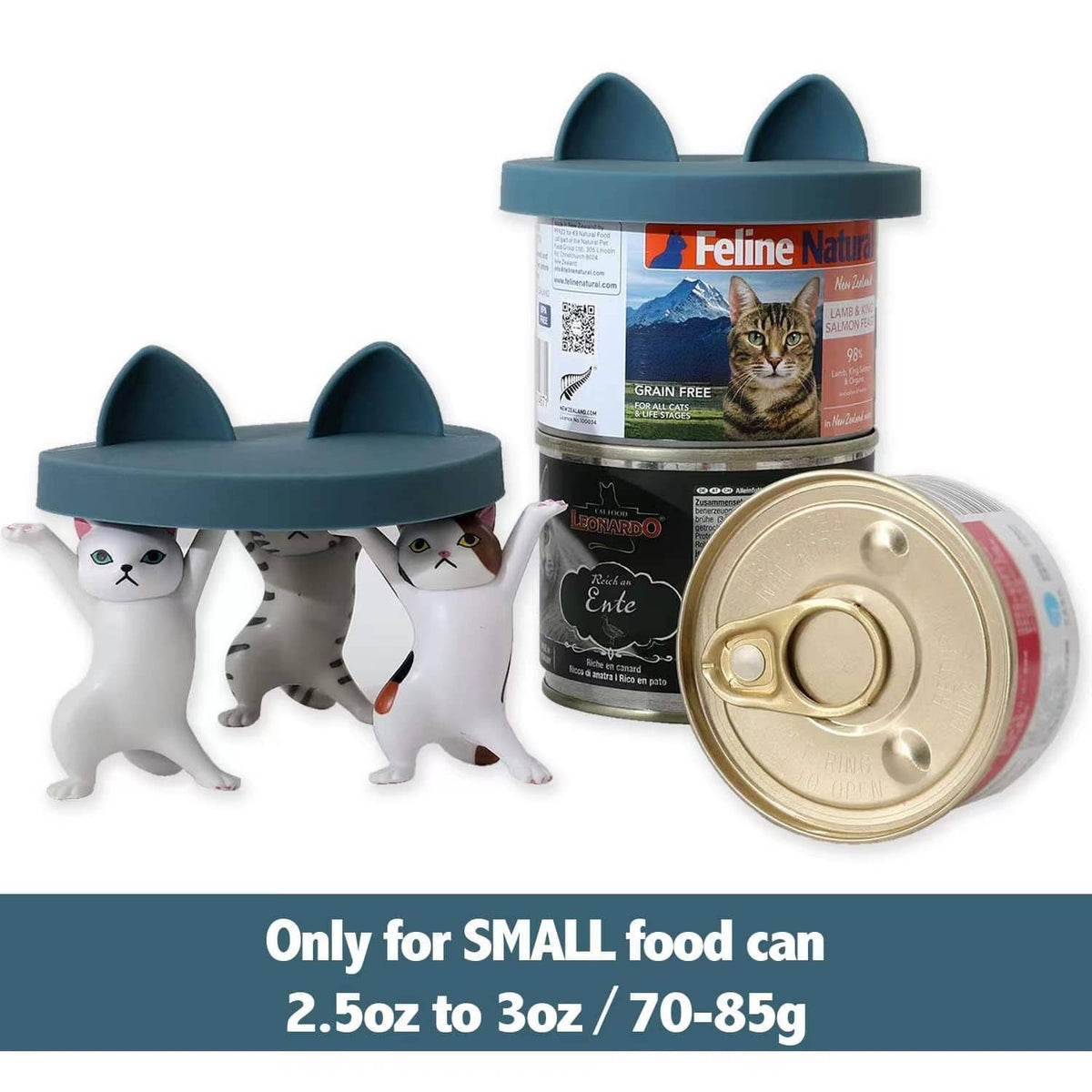 Teal silicone can lids for small cat food cans, 2.5–3 oz size
