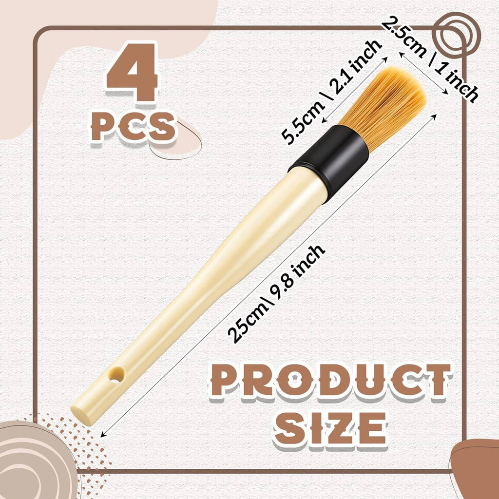 Single parts cleaning brush with beige handle, black collar, soft bristles
