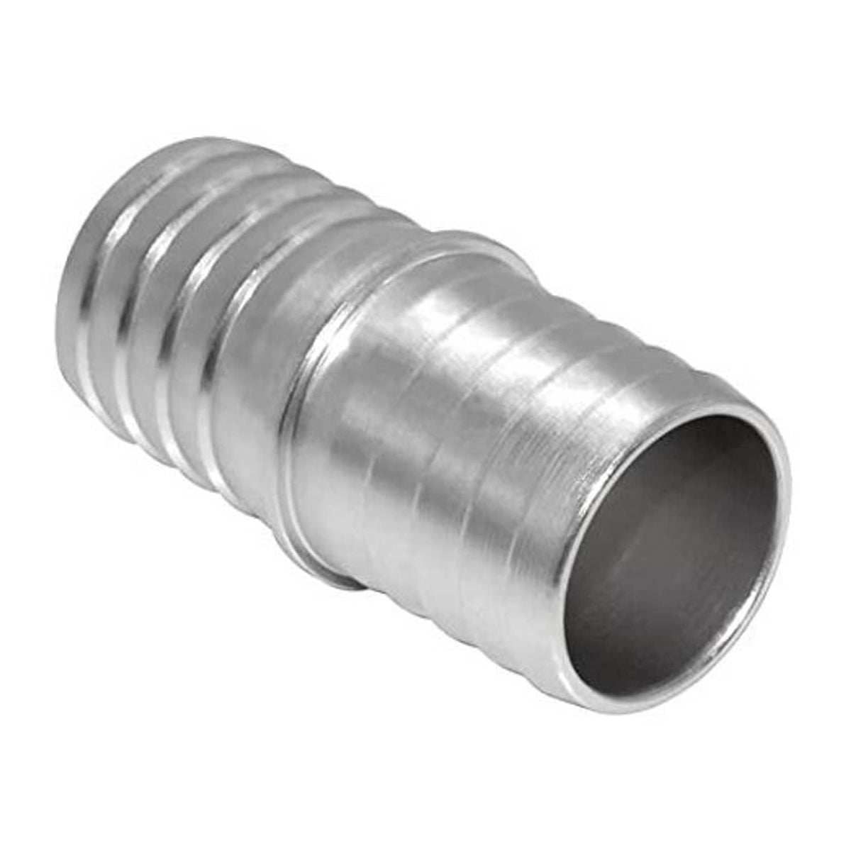 1-inch metal radiator hose barb adapter coupler with barbed ends