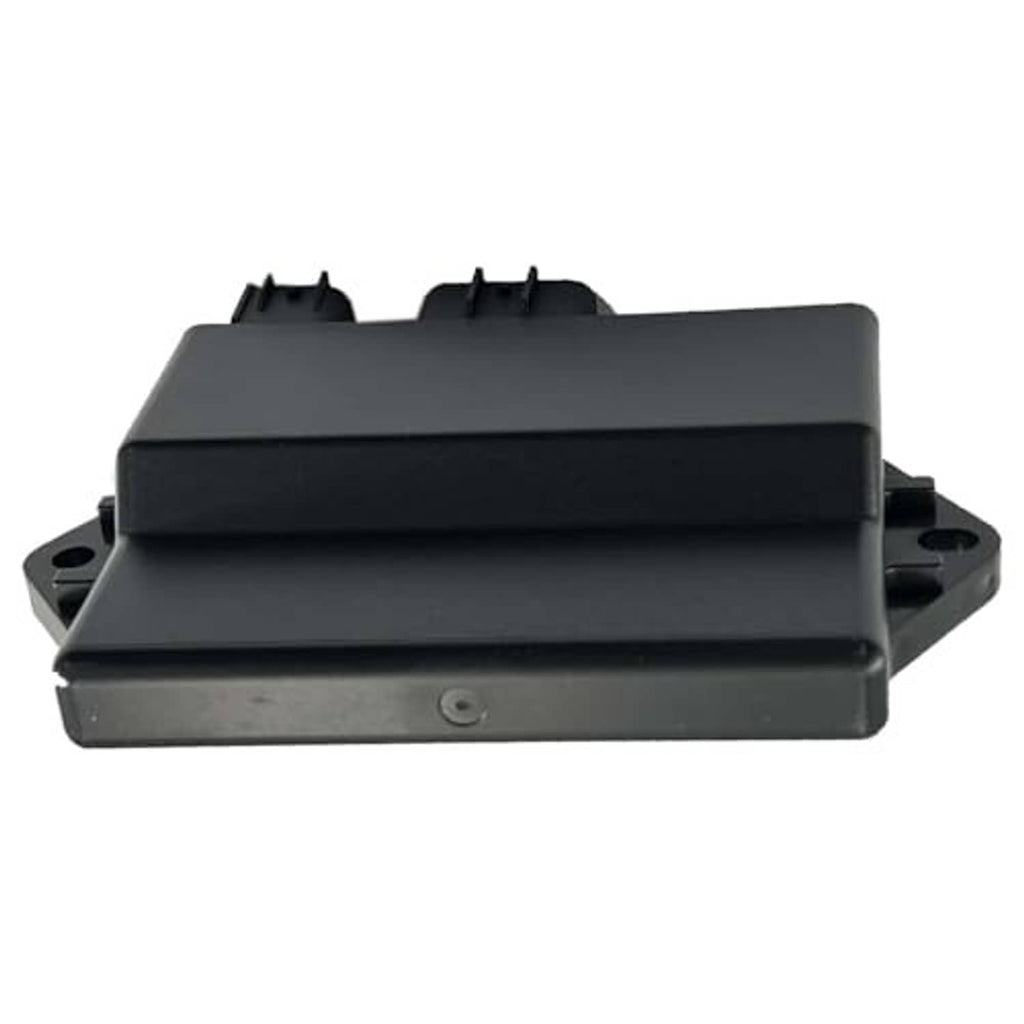 Black CDI ignitor module box with side mounting points and top tab supports.