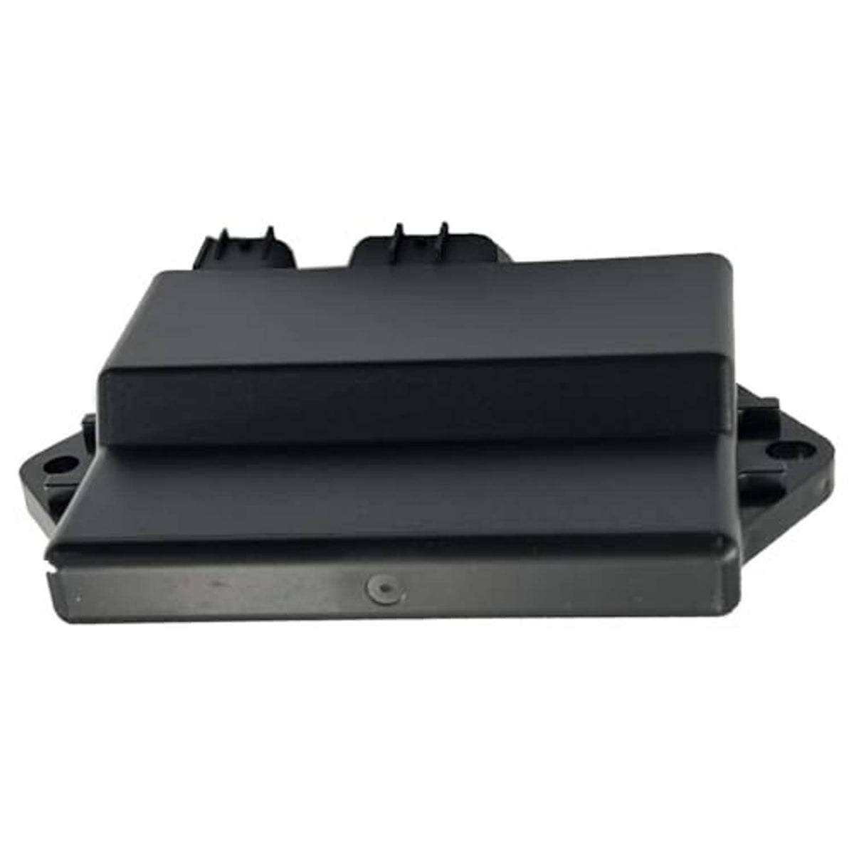 Black CDI ignitor module box with side mounting points and top tab supports.