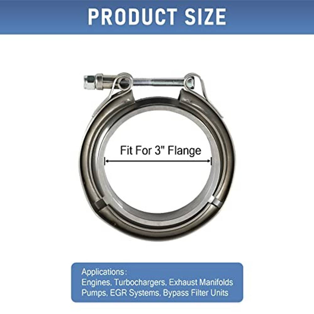 Stainless steel V-band flange clamp kit sized for 3-inch flange