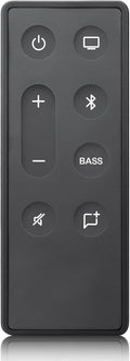 Black remote control with power, TV, volume, Bluetooth, and BASS buttons