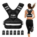 Black weighted vest set with reflective stripes, adjustable back straps, and weight packs