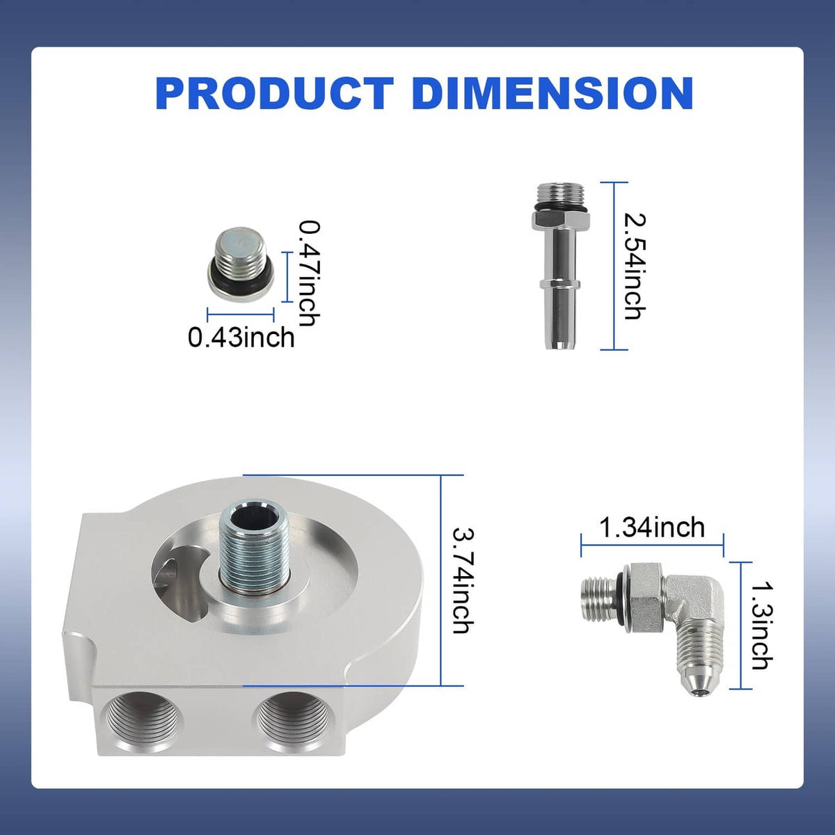 Fuel filter adapter plate and fittings with white filter canister shown for sizing