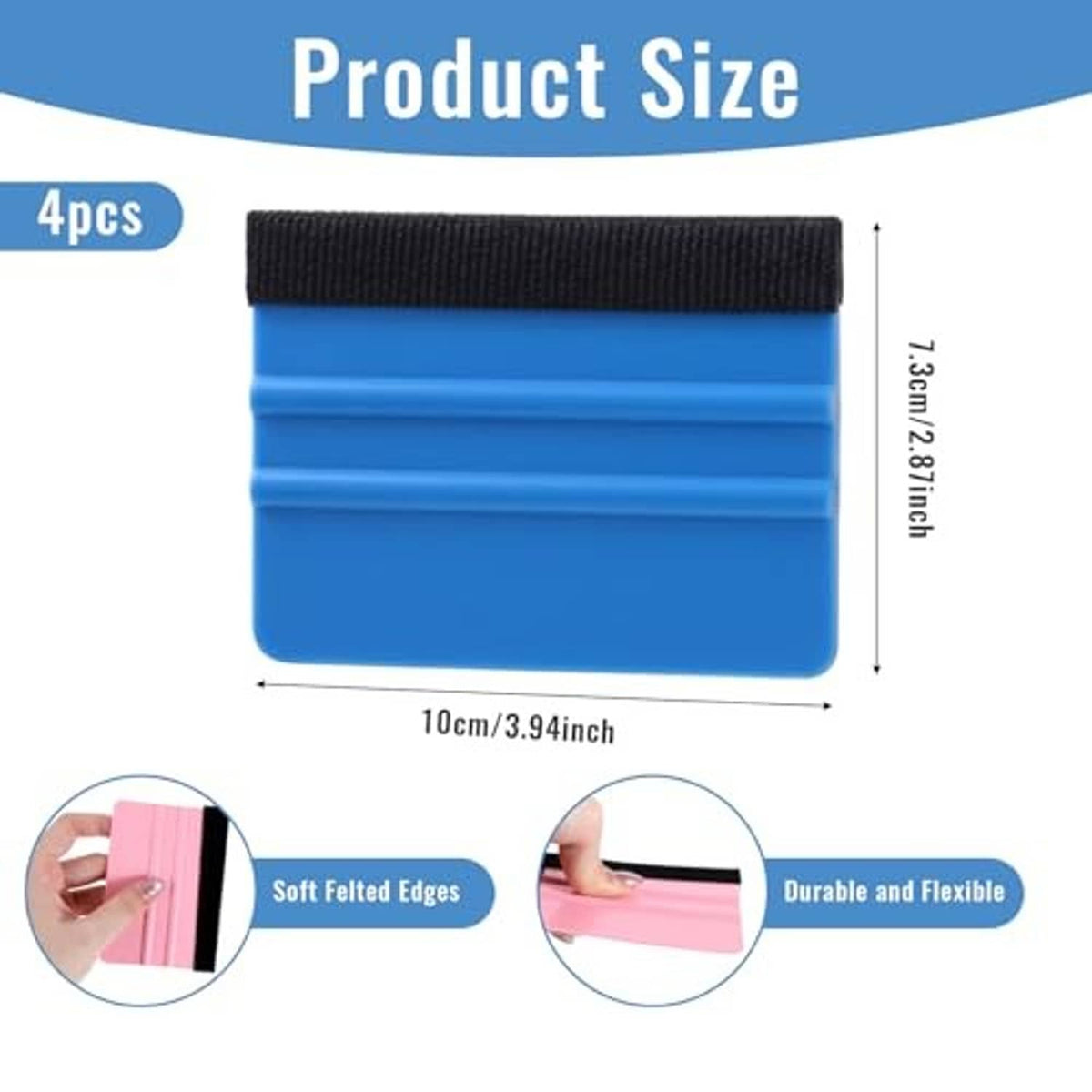 Single 4-inch felt squeegee tool with black strap, showing size and soft felt edge