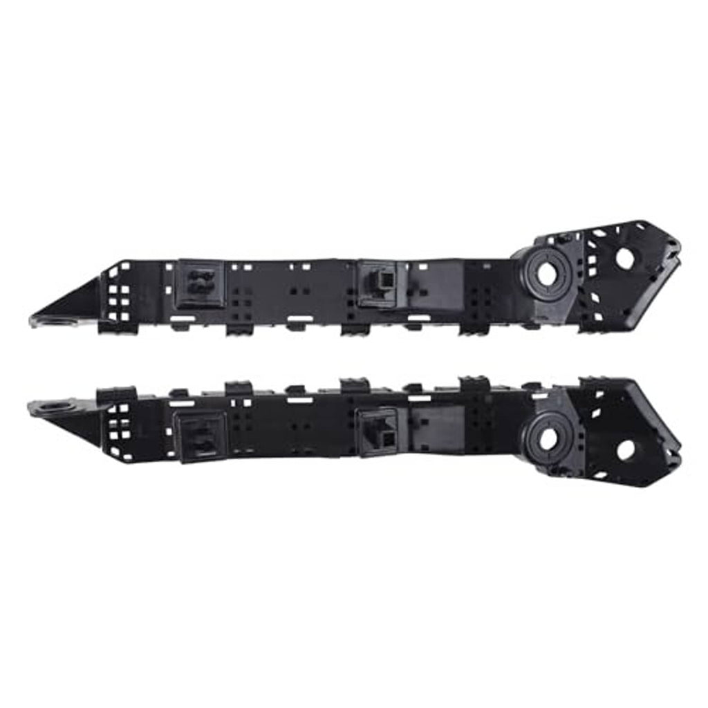Black front bumper fender bracket support mounts with long rails and round hole bases
