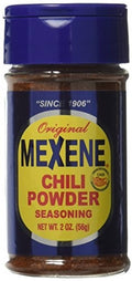 Mexene chili powder seasoning jar with blue cap, original label