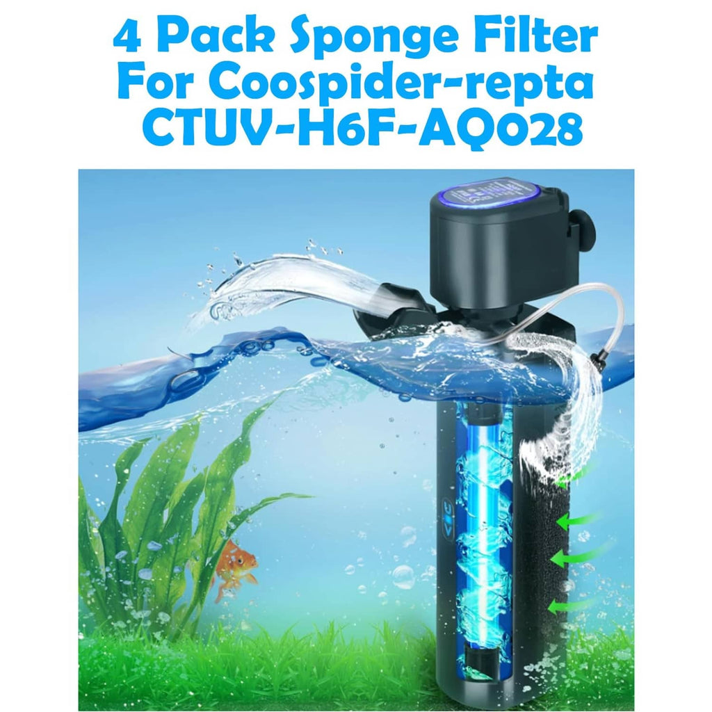 Aquarium sponge filter canister with blue UV light and foam cartridge