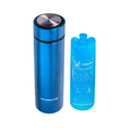 Blue insulated insulin travel cooler case with screw-top lid, tall cylinder