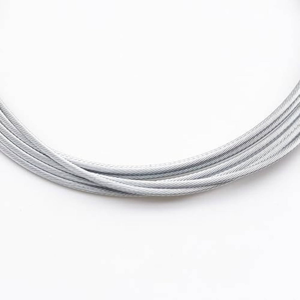 Coiled steel throttle cable, silver wire