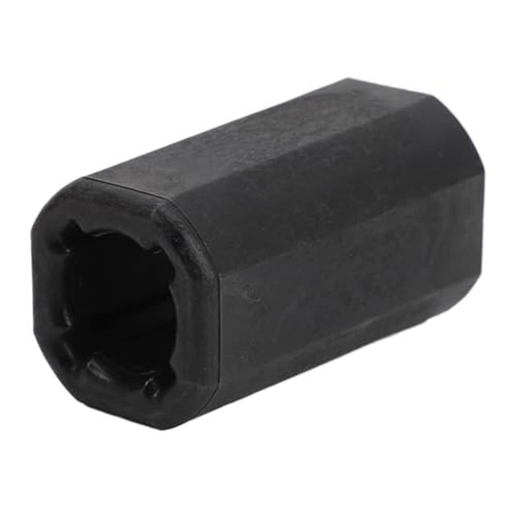 Black rubber drive sleeve, cylindrical shape with square splined internal bore