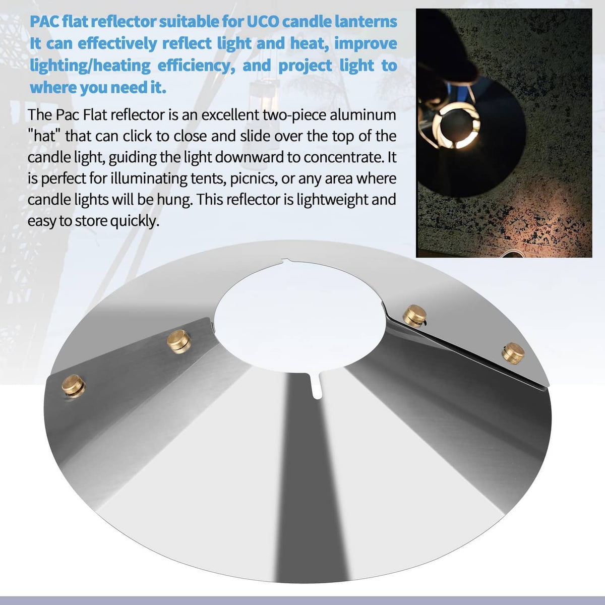 SUNJIKA flat candle reflector for UCO lantern, gray metal with white center opening