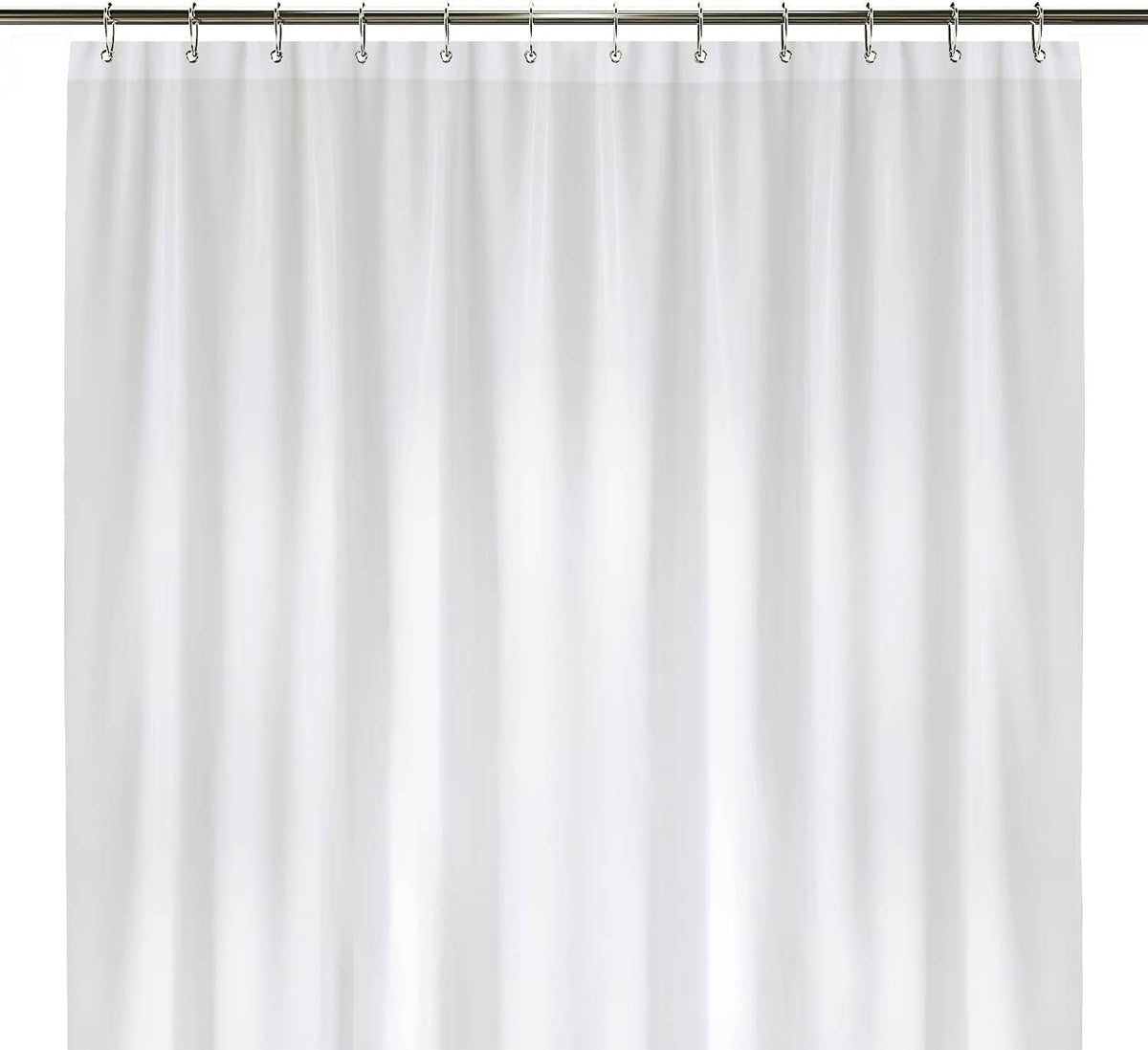 LiBa white PEVA shower curtain liner with metal grommets along the top hem