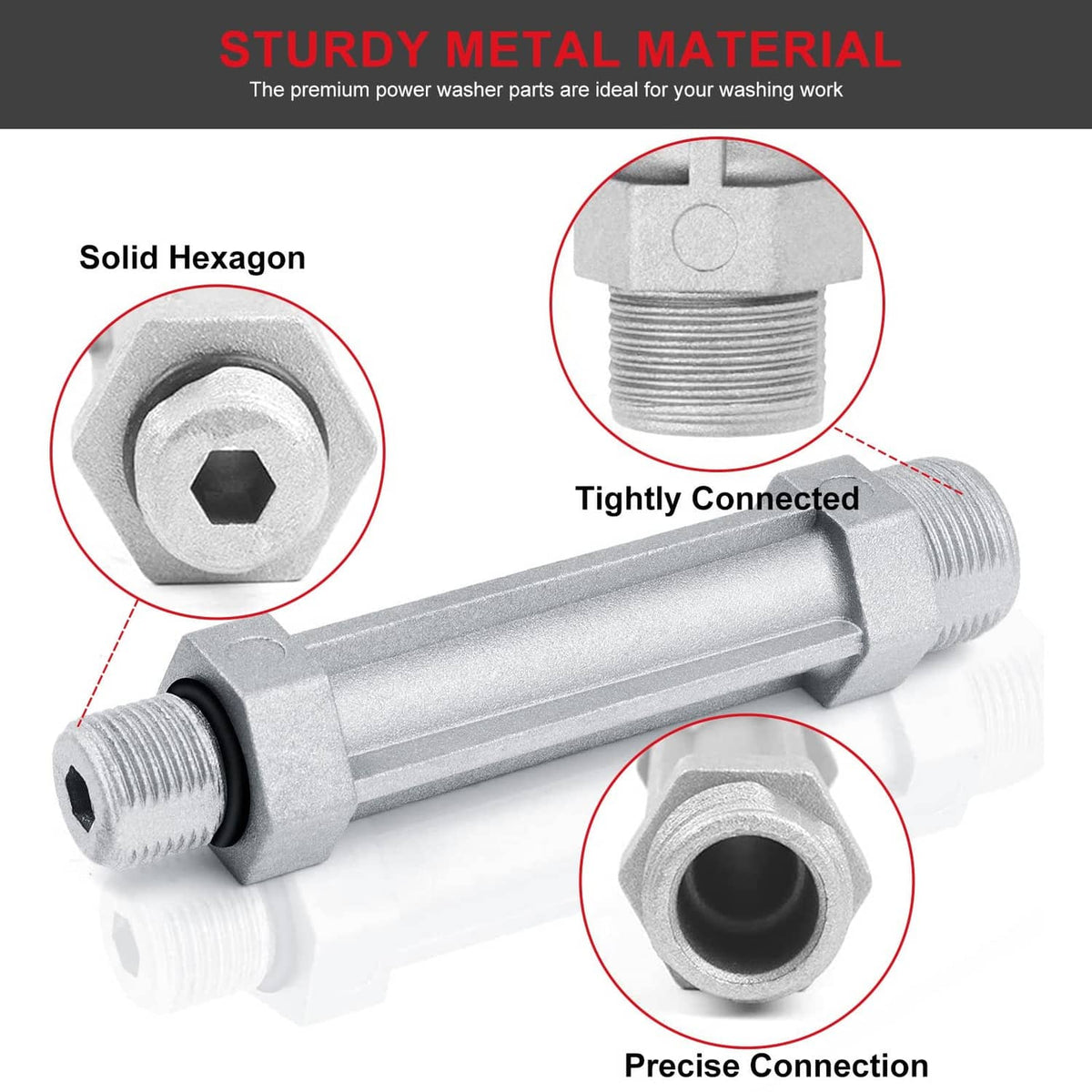 Silver outlet tube replacement with hex drive socket and tight threaded joints