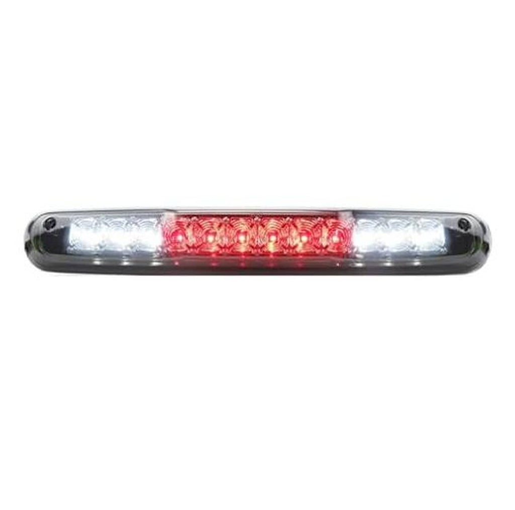 Third brake light with chrome housing and smoked lens, red LED strip and clear sides.