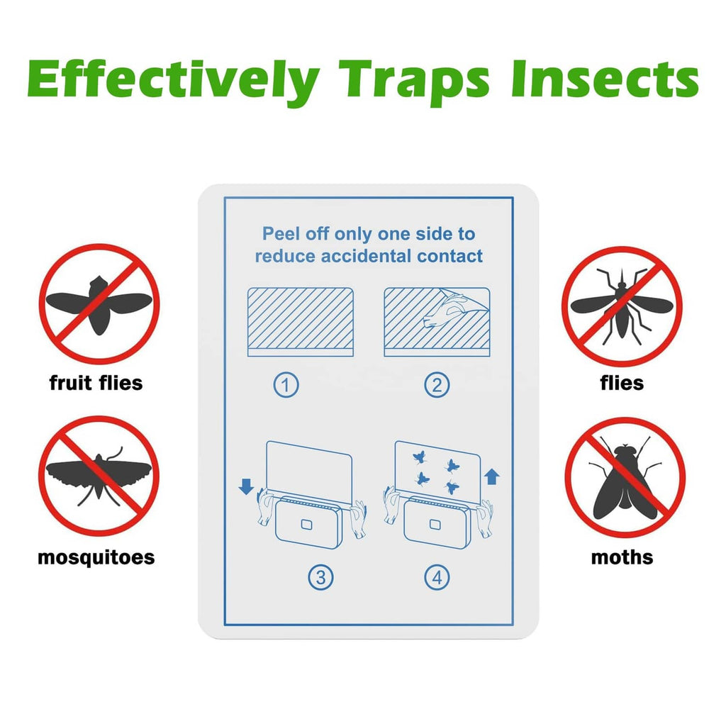 Illustrated UV refill card showing insect-trapping coverage