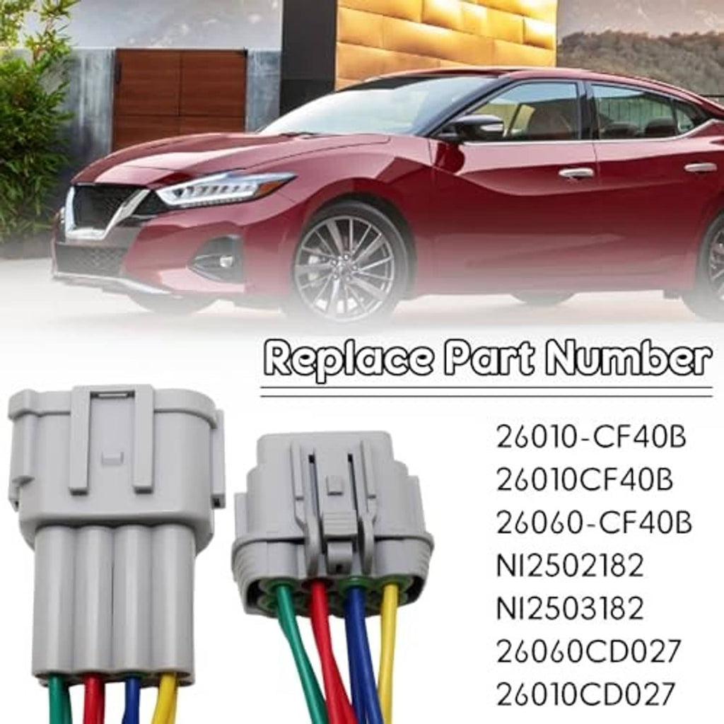 Headlight pigtail connector set with gray 8-pin housing and color-coded wires