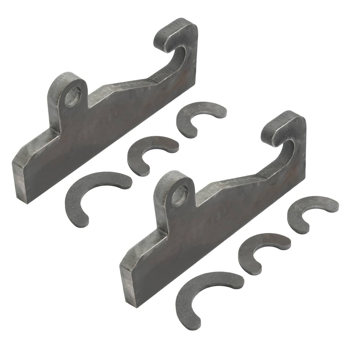 Steel loader bracket coupler set with wear ears and U-shaped retaining slots