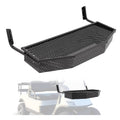 Front cargo basket with perforated mesh base and black mounting brackets