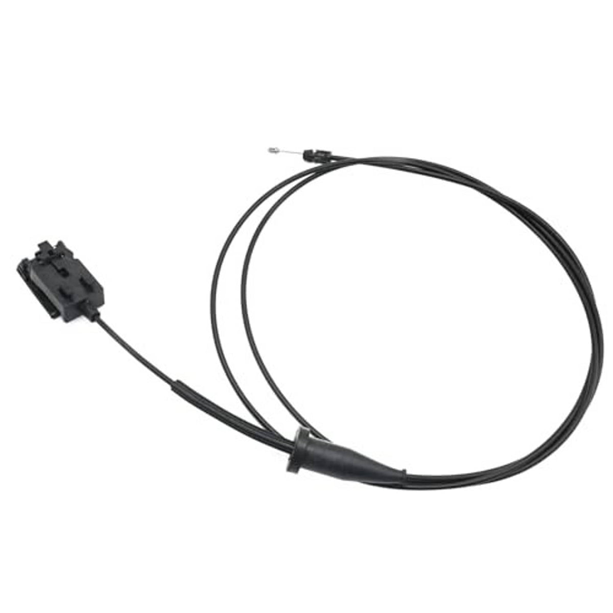 Hood latch release cable with looped black housing and connector ends
