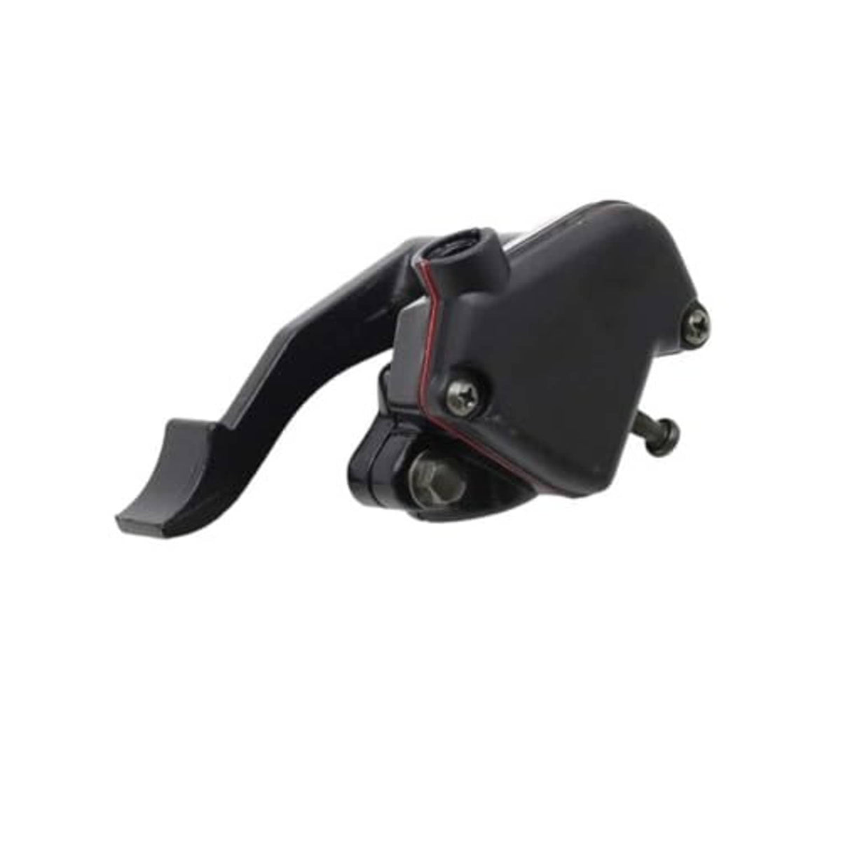 Black throttle lever and mounting bracket with two visible bolts