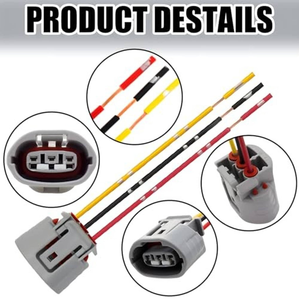 3-pin alternator pigtail connector plug set with terminal pins and insulated wire leads