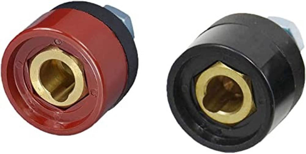 Red and black TIG welding cable socket connector with brass terminal insert