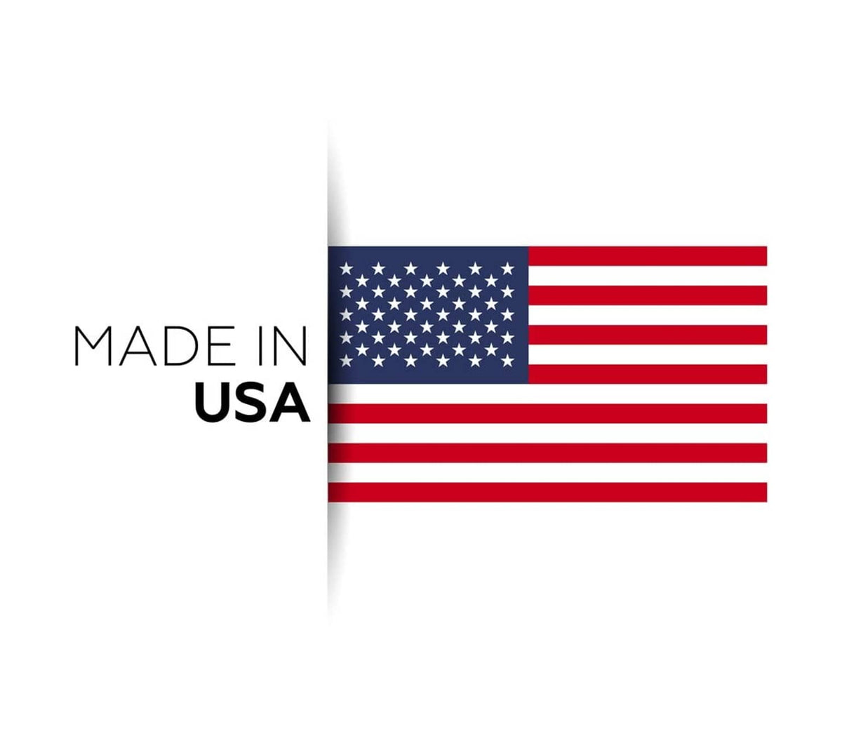 Made in USA label with U.S. flag graphic