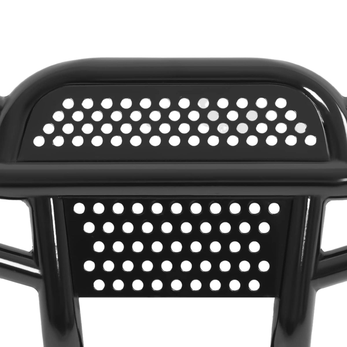 Close-up of perforated grille panels on black brush guard