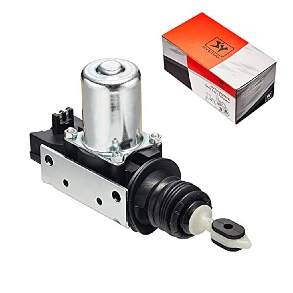 Power door lock actuator assembly with metal cylinder, black housing, and rod key