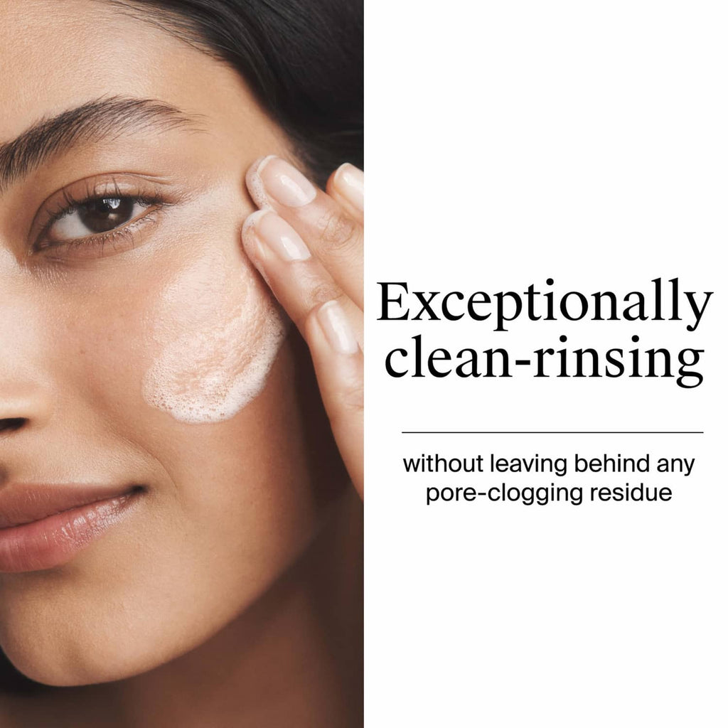 Neutrogena transparent facial cleansing bar lather on cheek, hand applying