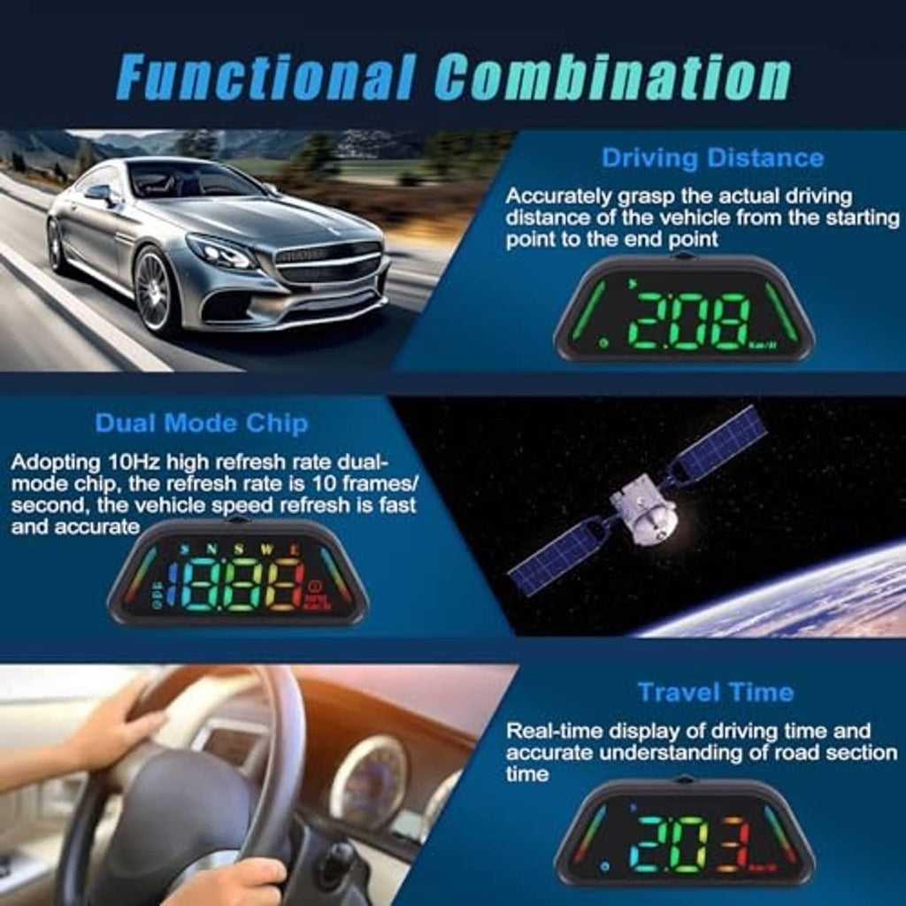 HUD features graphic with driving distance and travel time readouts on screen