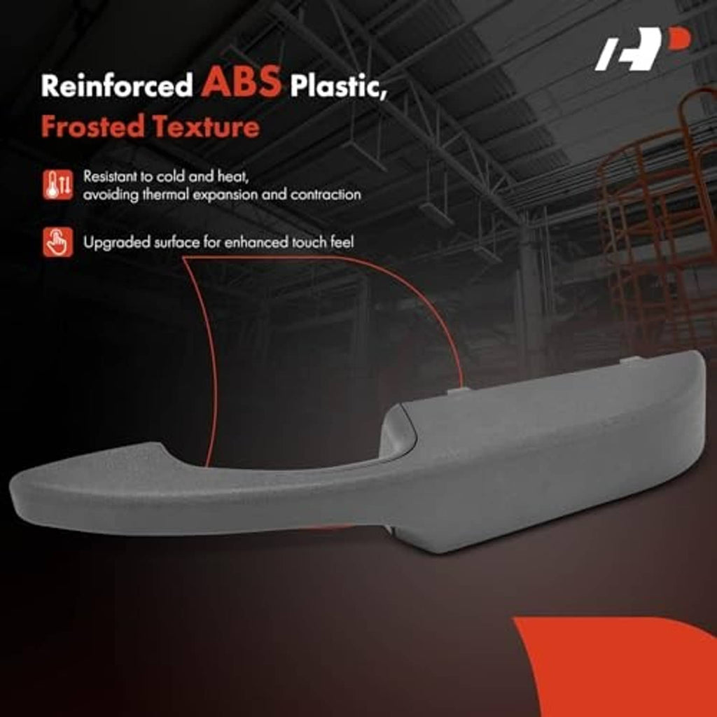 Gray reinforced ABS plastic door pull handle with frosted texture, front right