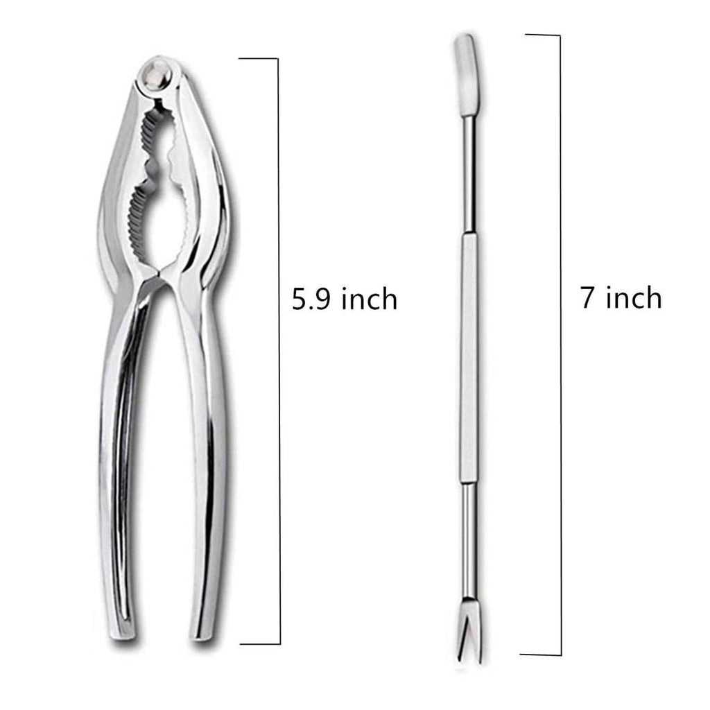 Stainless steel lobster crab cracker and seafood fork, 5.9 in and 7 in