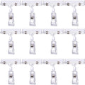 Clear sign holder clips set of 12, transparent double-sided clips with white label tabs