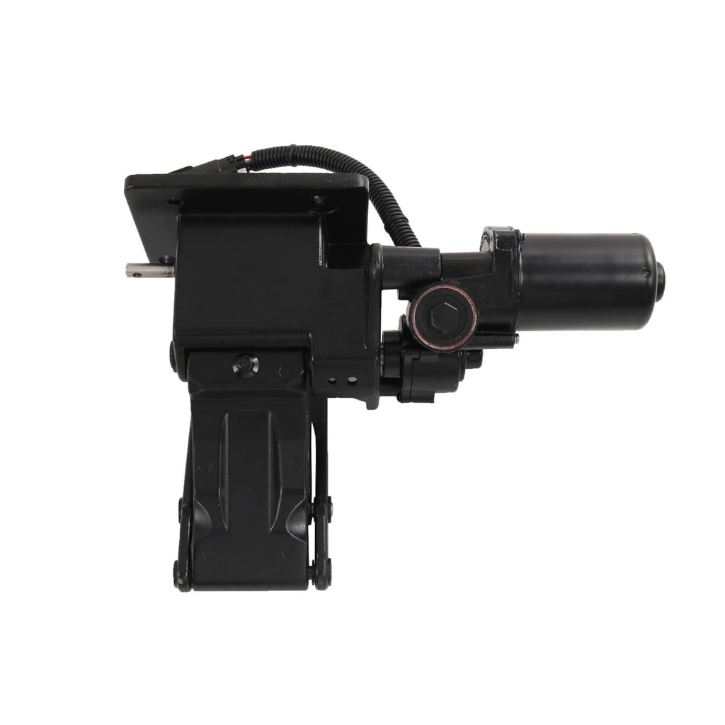 Left-side power running board motor assembly, side view with wiring harness