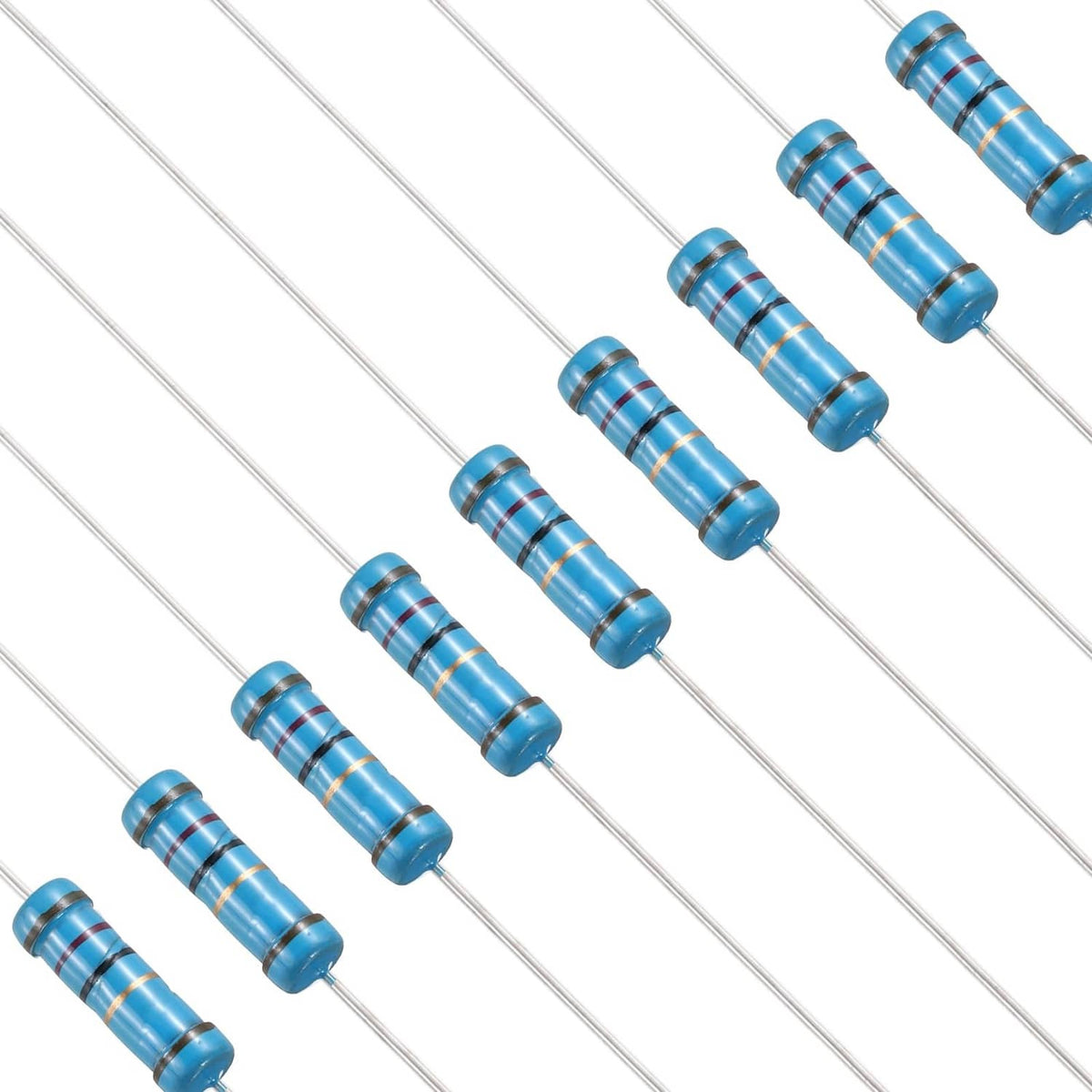 Axial metal film fixed resistors, blue striped body, 12 ohm kit