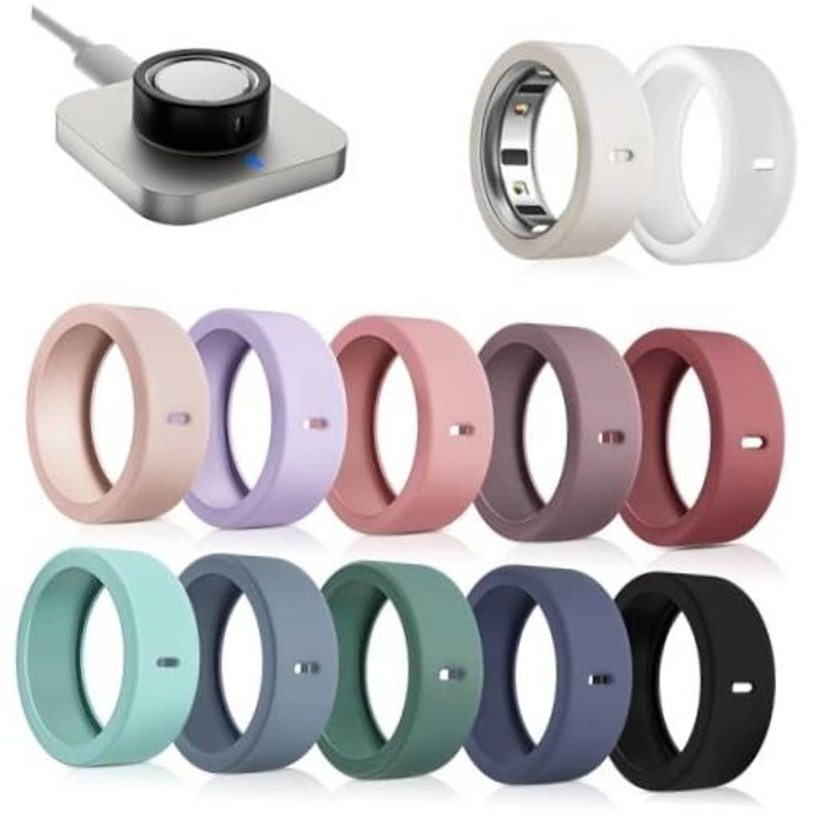12-pack ultra-thin ring protector sleeves in assorted colors, for device ring protection